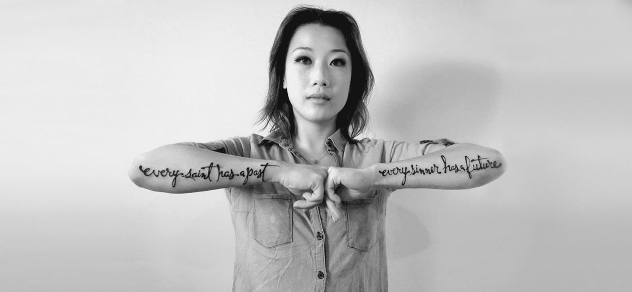 script tattoo on arms, by ben volt, 2Spirit Tattoo