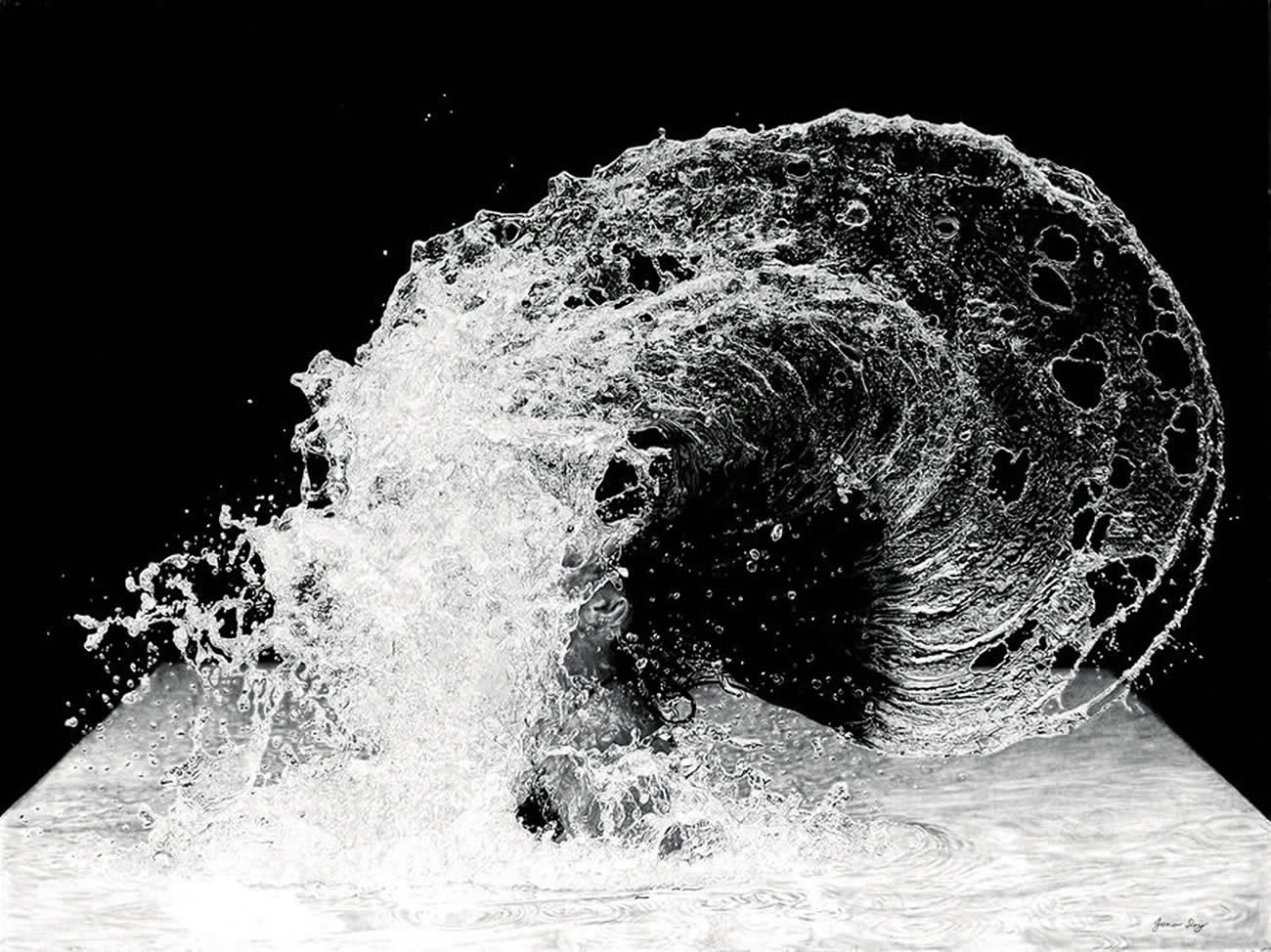 water splash, realistic drawing by jono dry