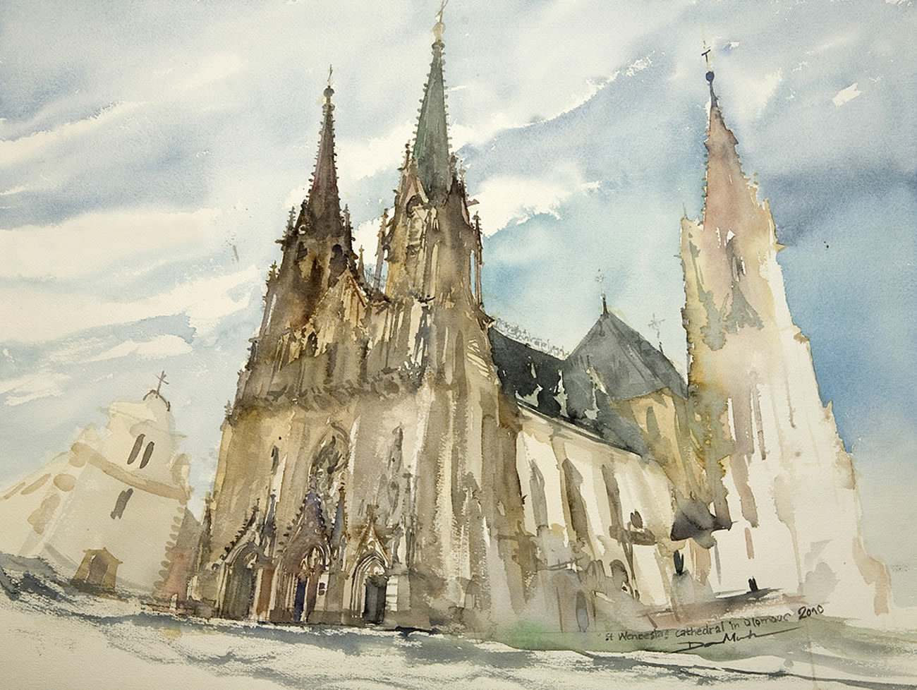 cathedral watercolor painting by Minh Dam