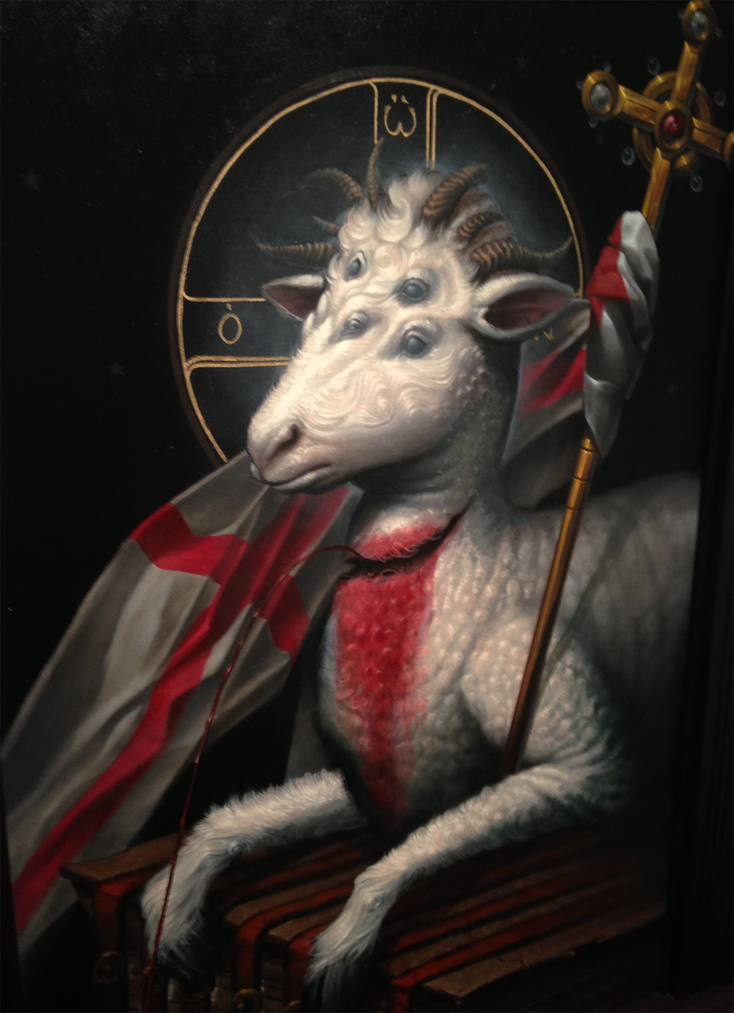 sheep with various eyes, painting by Adrian Dominic