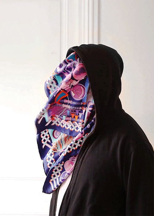 cloth scarf on face, animated gif by Romain Laurent