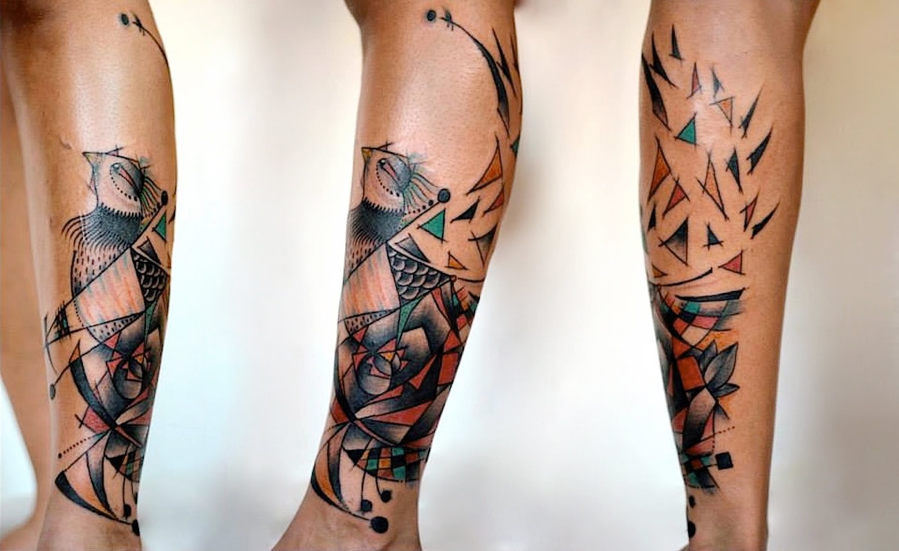 tattoo on leg by Alejandro Ferrer Acosta