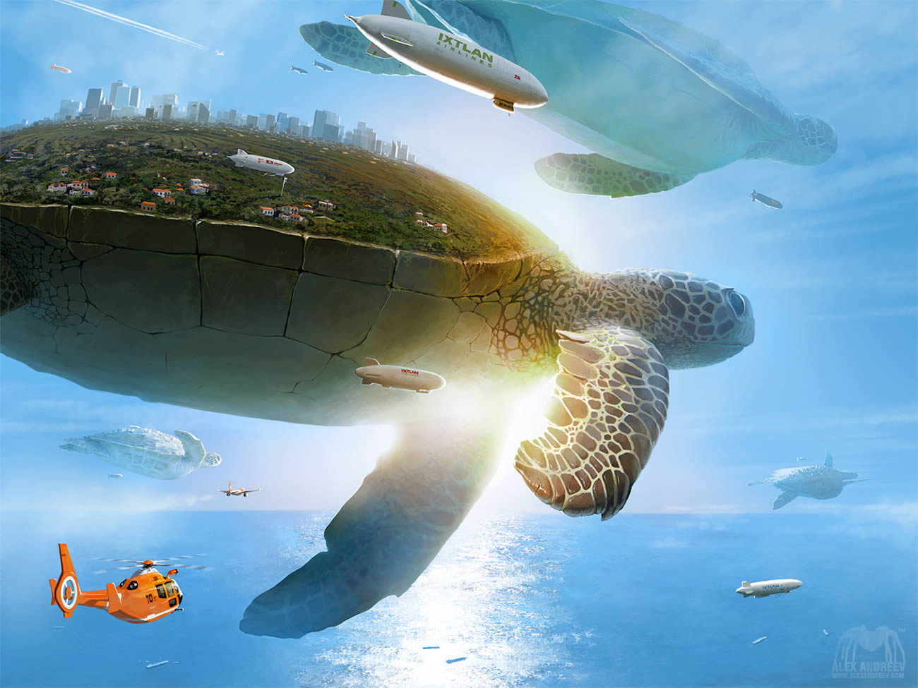 turtle with city on back by alex andreev