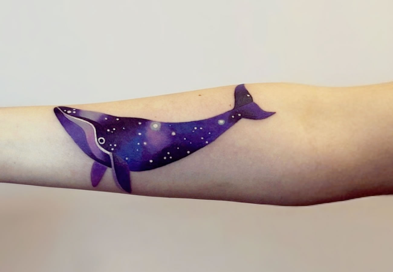 Cosmic Whale tattoo by Sasha Unisex