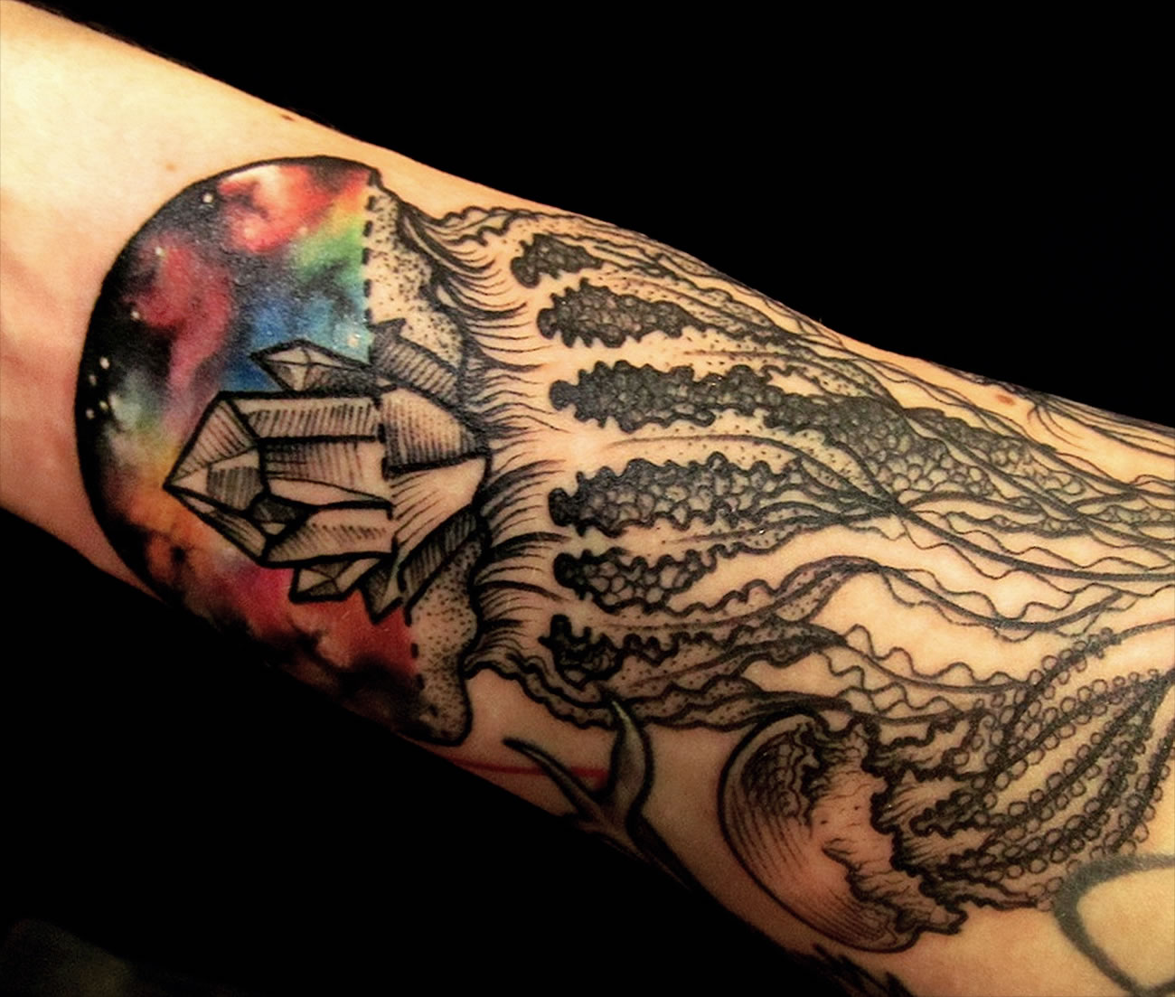 Cosmic Jellyfish tattoo by Nick Broslavskiy