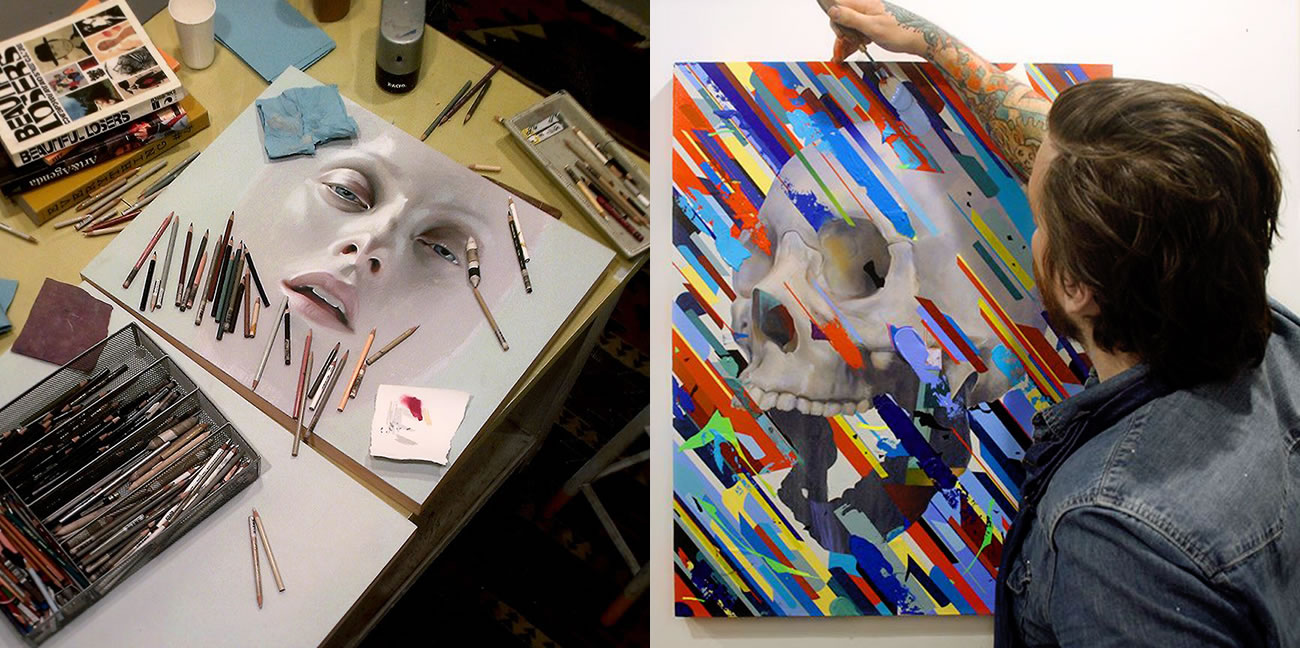 face painting and skull with color bars by erik jones