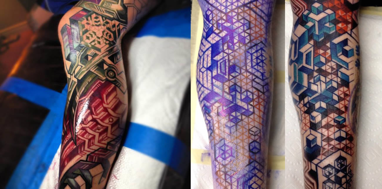 leg tattoo, 3d geometry by mike cole