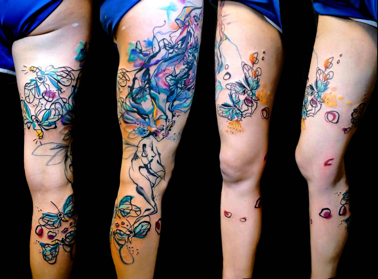 paint tattoo on leg by Petra Hlaváčková 