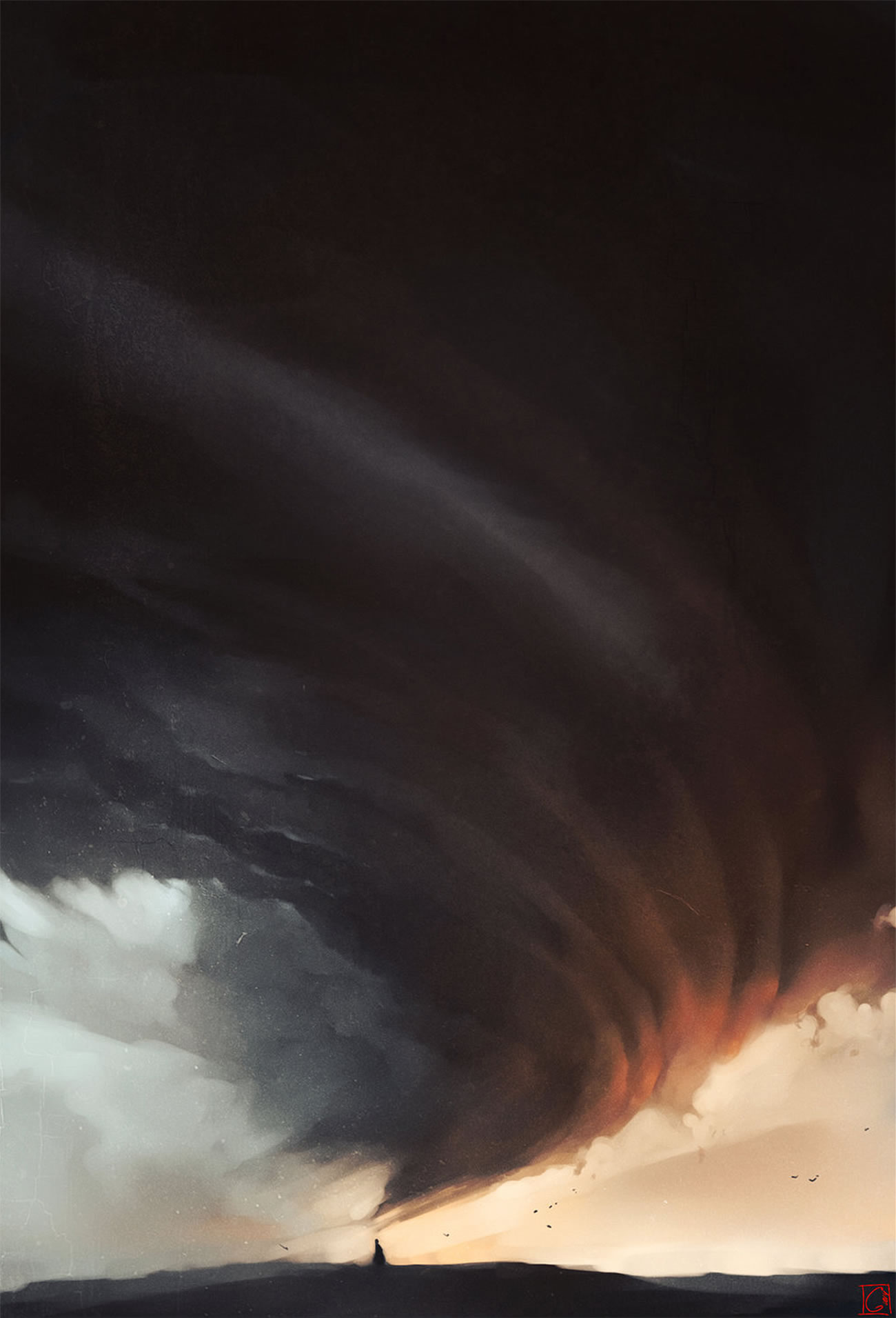 big storm, dark sky, art by Alexandra Khitrova 