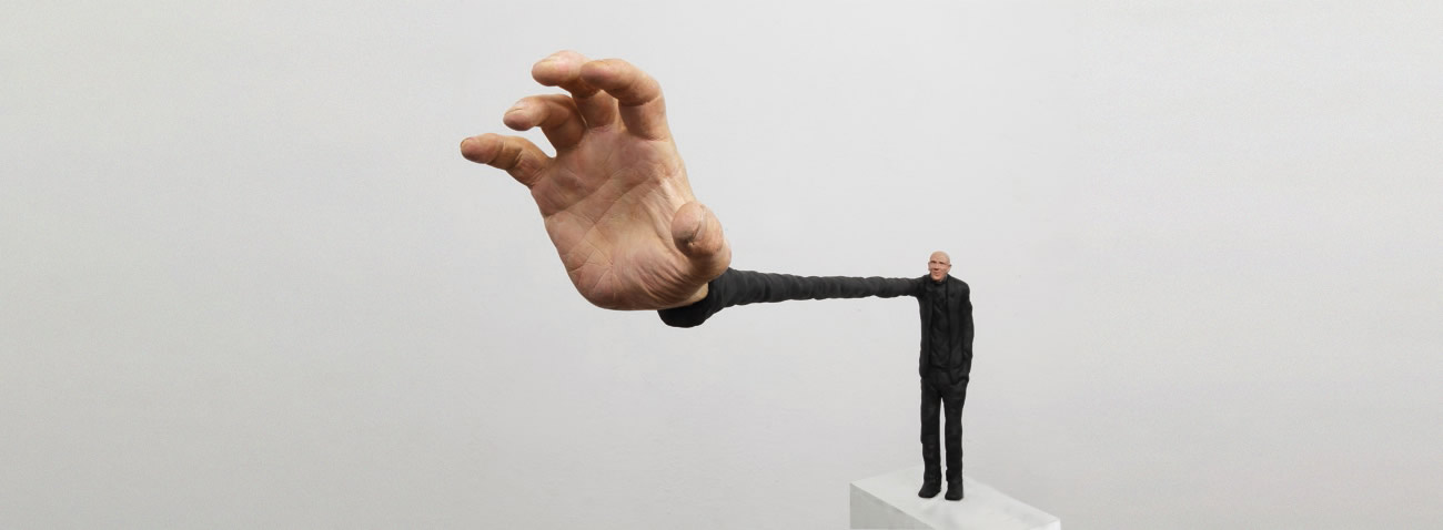 man with big hand by gerardo feldstein