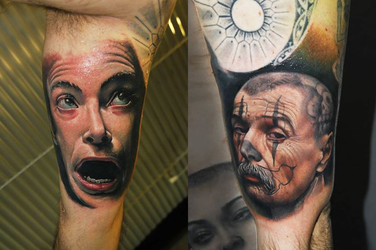 realistic portraits by victor chil, tattoos