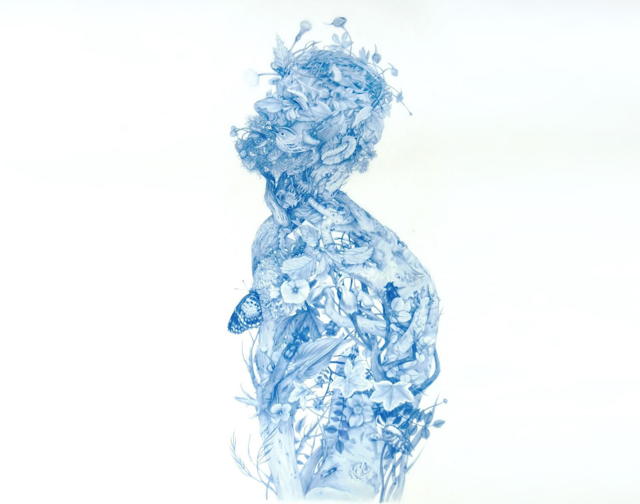 infusion, blue drawing by Zachari Logan