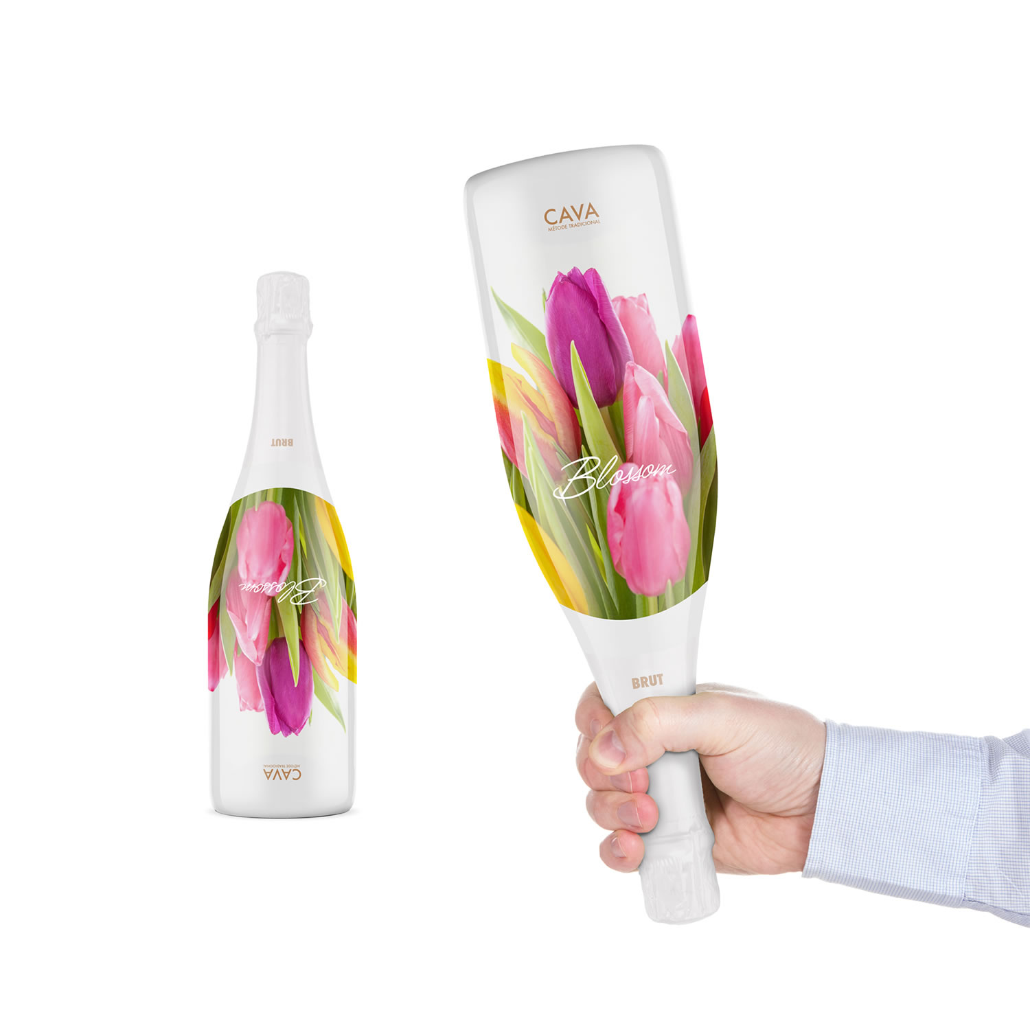 flower bouquet wine bottle