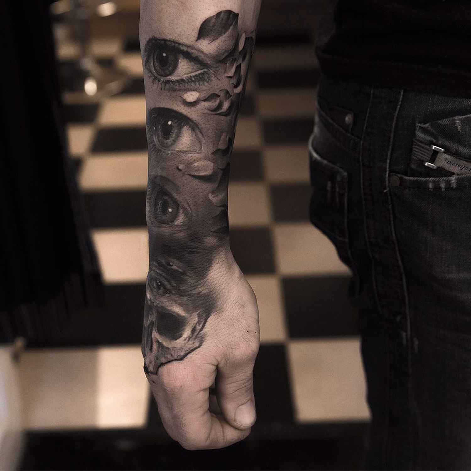 skulls and three eyes tattoo by niki norberg