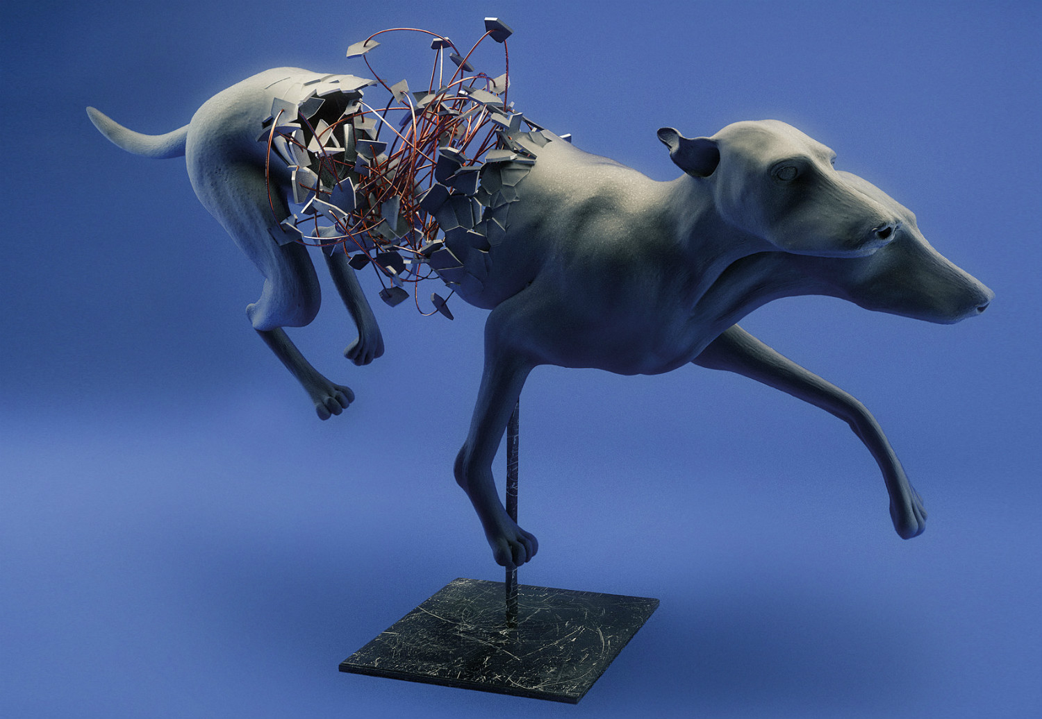 hannes hummel sculpture dog blue 