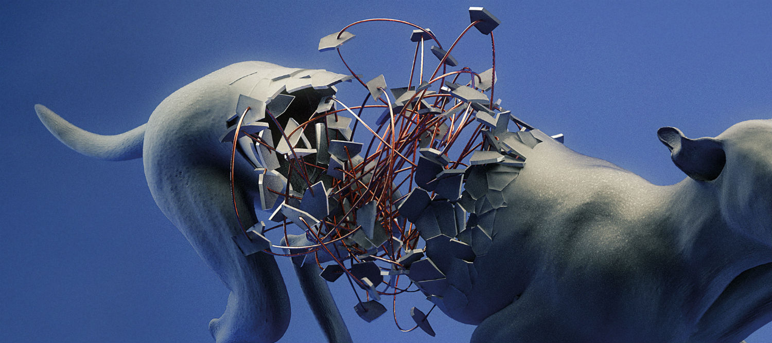 hannes hummel dog digital sculpture blue 