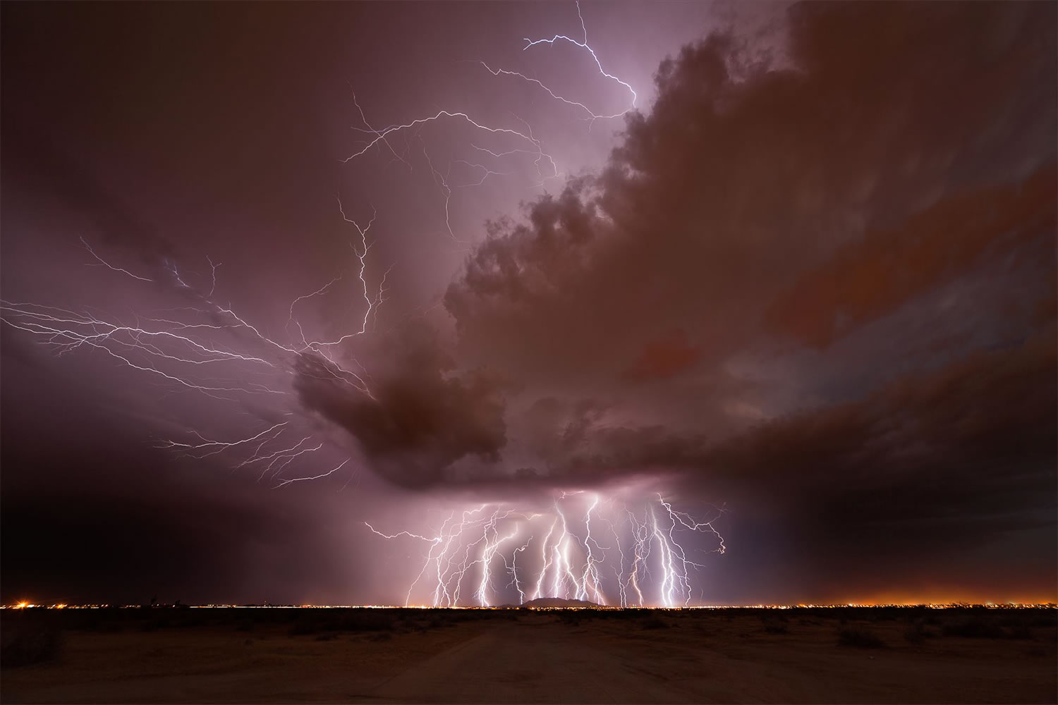 nighttime, lightning storm by mike olbinski