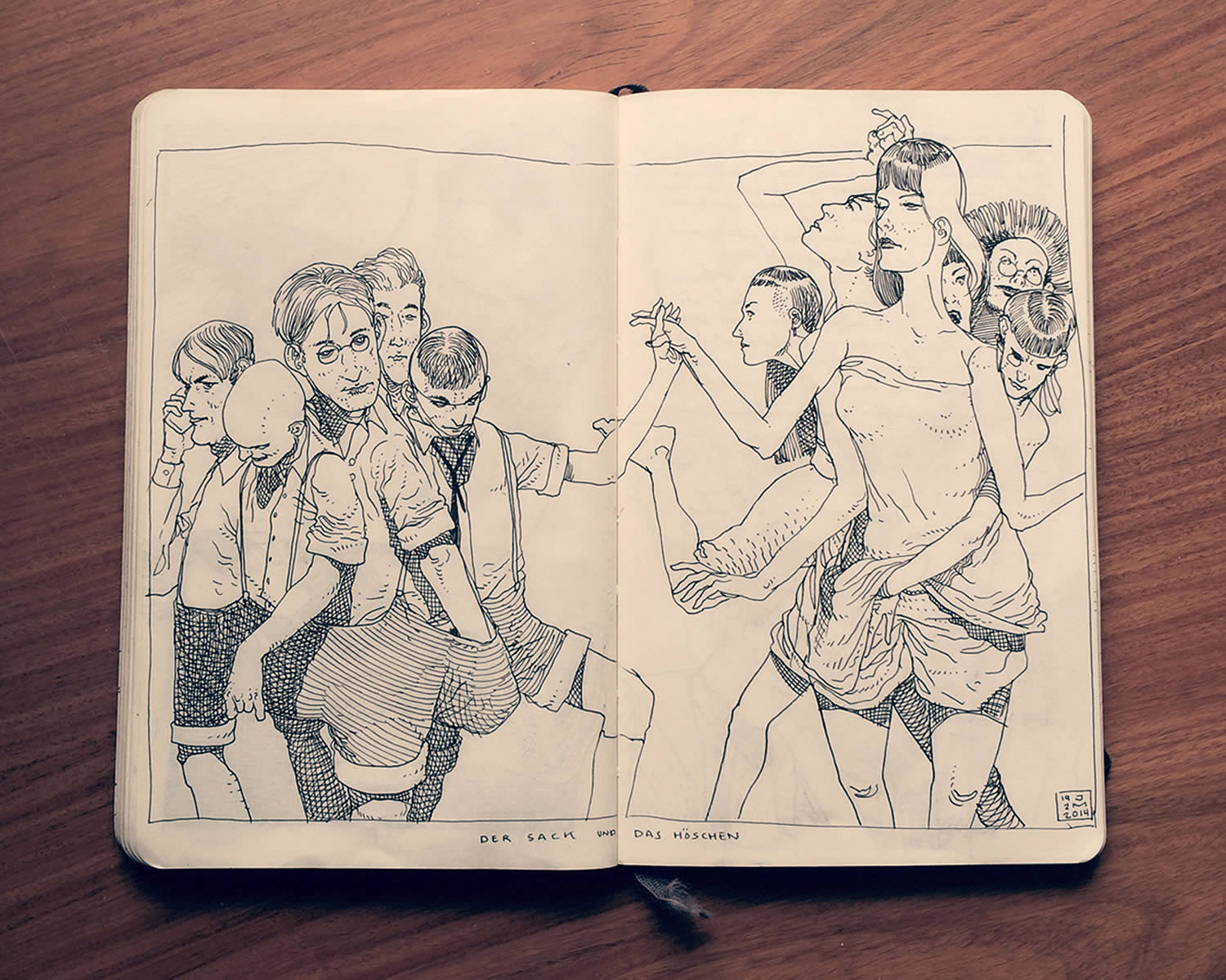 people holding hands, sketchbook drawing by Jared Muralt