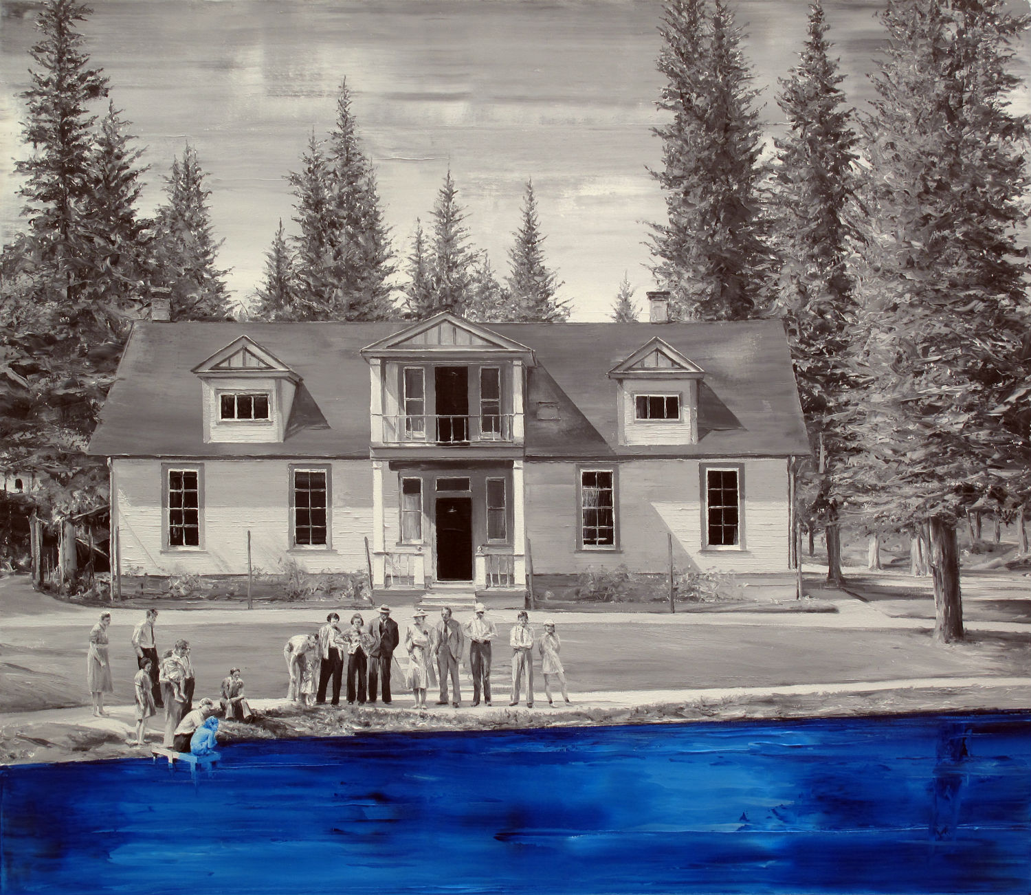 paco pomet house blue painting pencil drawing