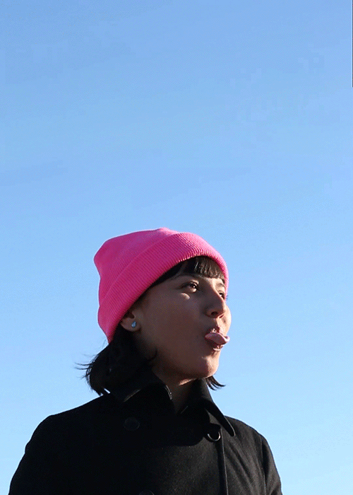 pink bubble gum popping in mouth, animated gif by romain laurent