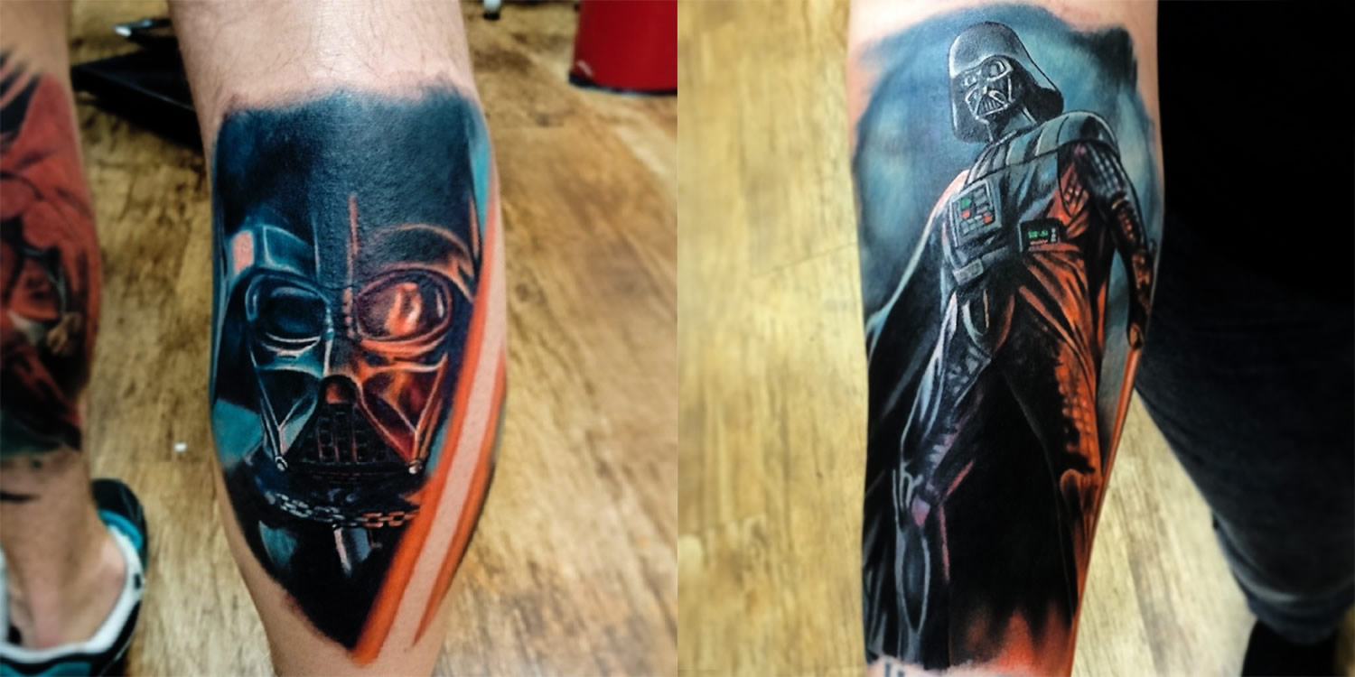 Darth vader tattoos by Aaron Lyons, star wars