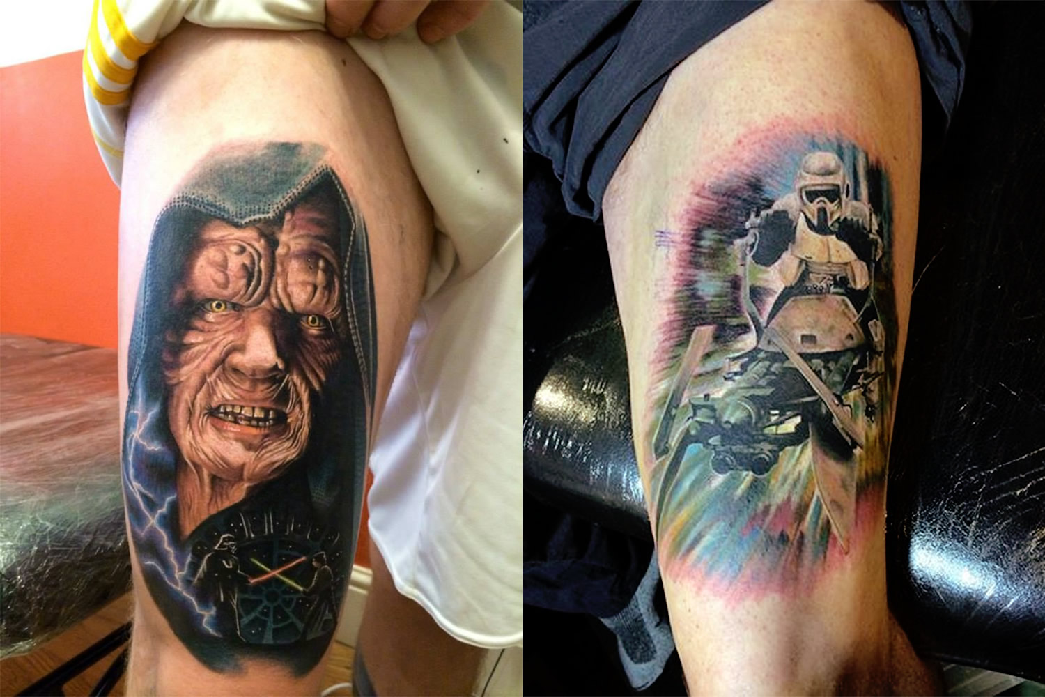 emperor and stormtrooper tattoos by chris jones, star wars