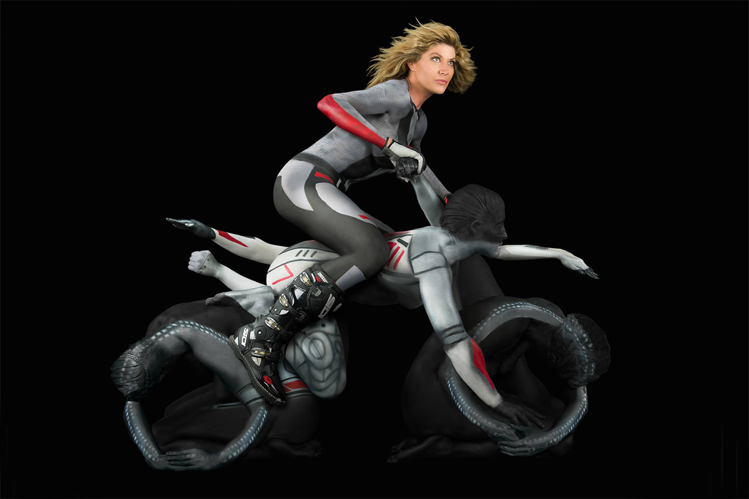 trina merry body art human motorcycle