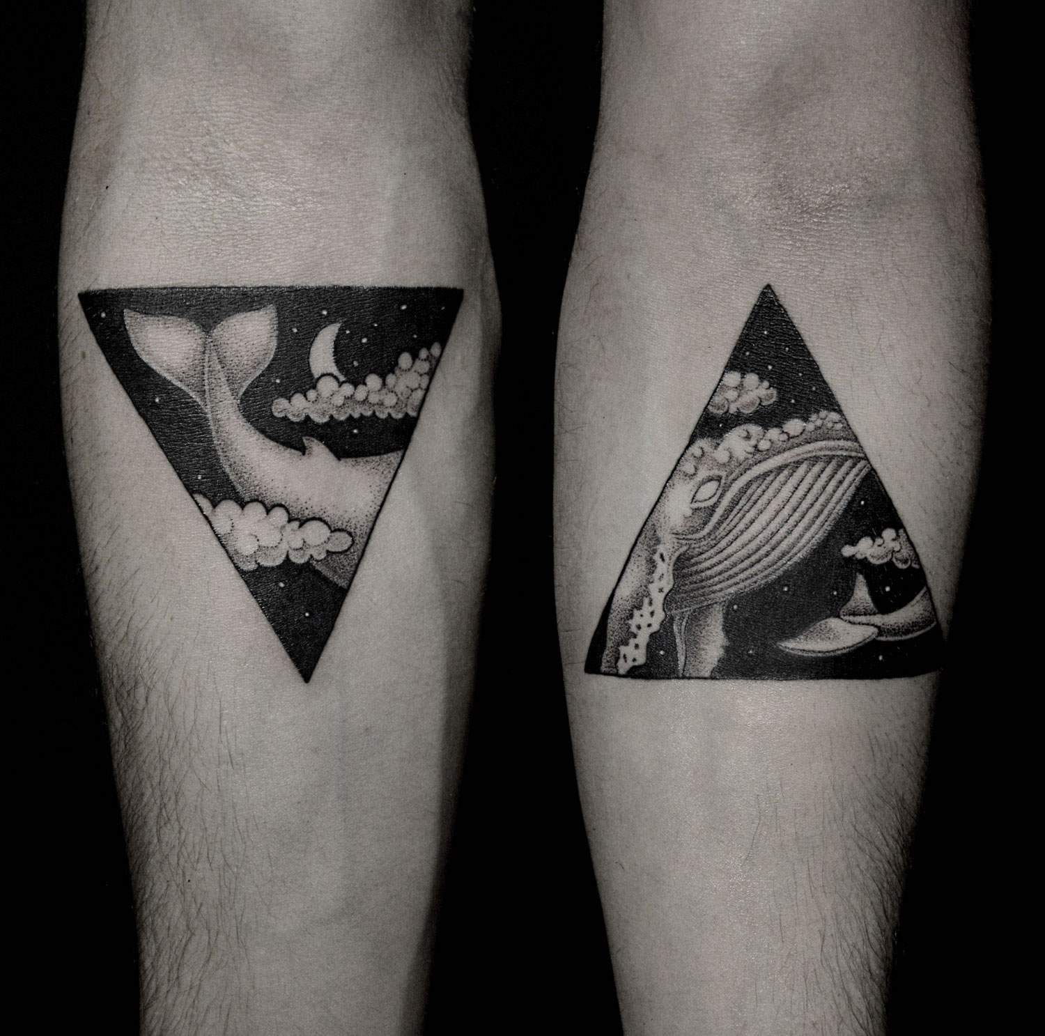 whale dotwork, tattoo by Ilya Brezinski