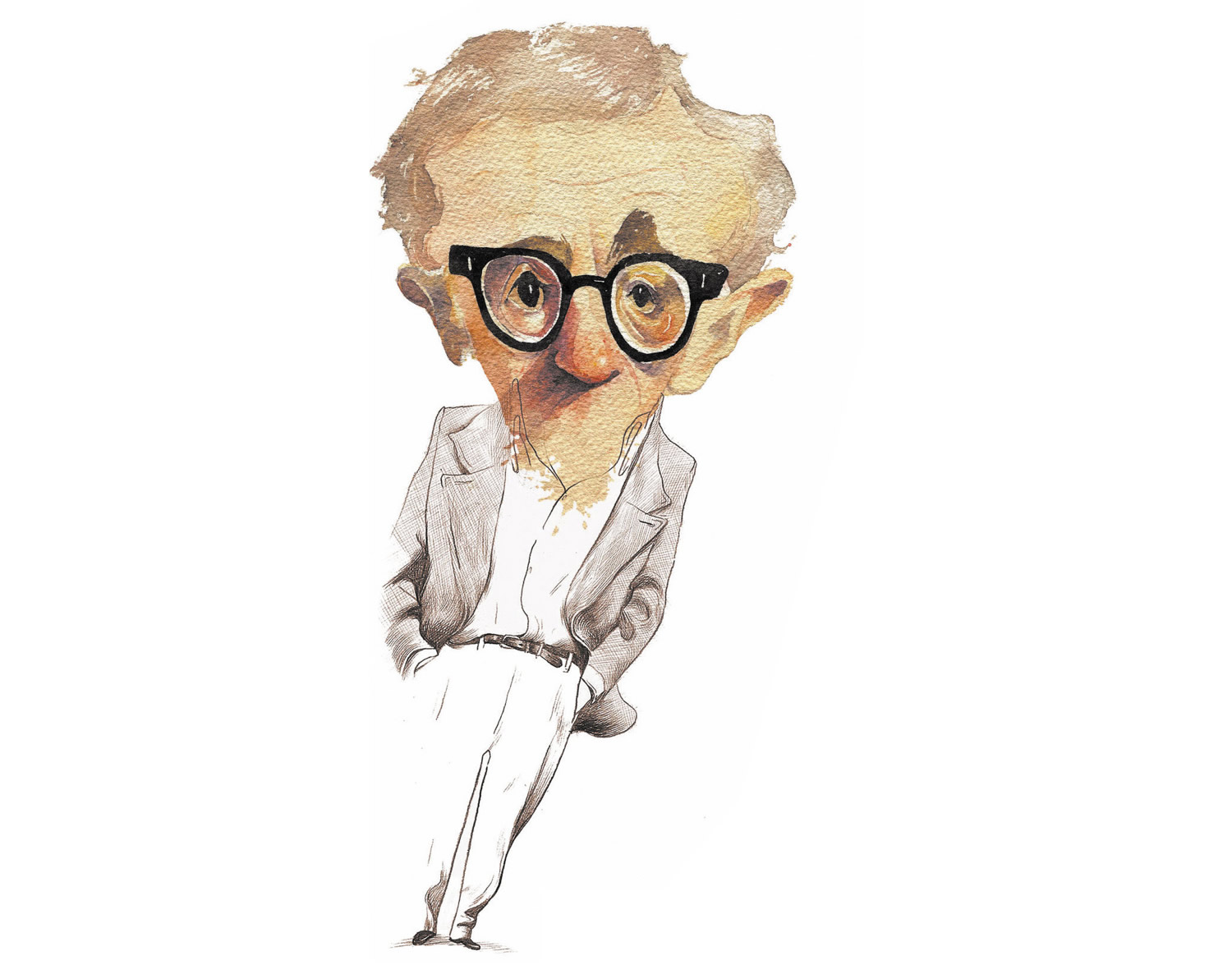 woody allen caricature, painting by kleber sales