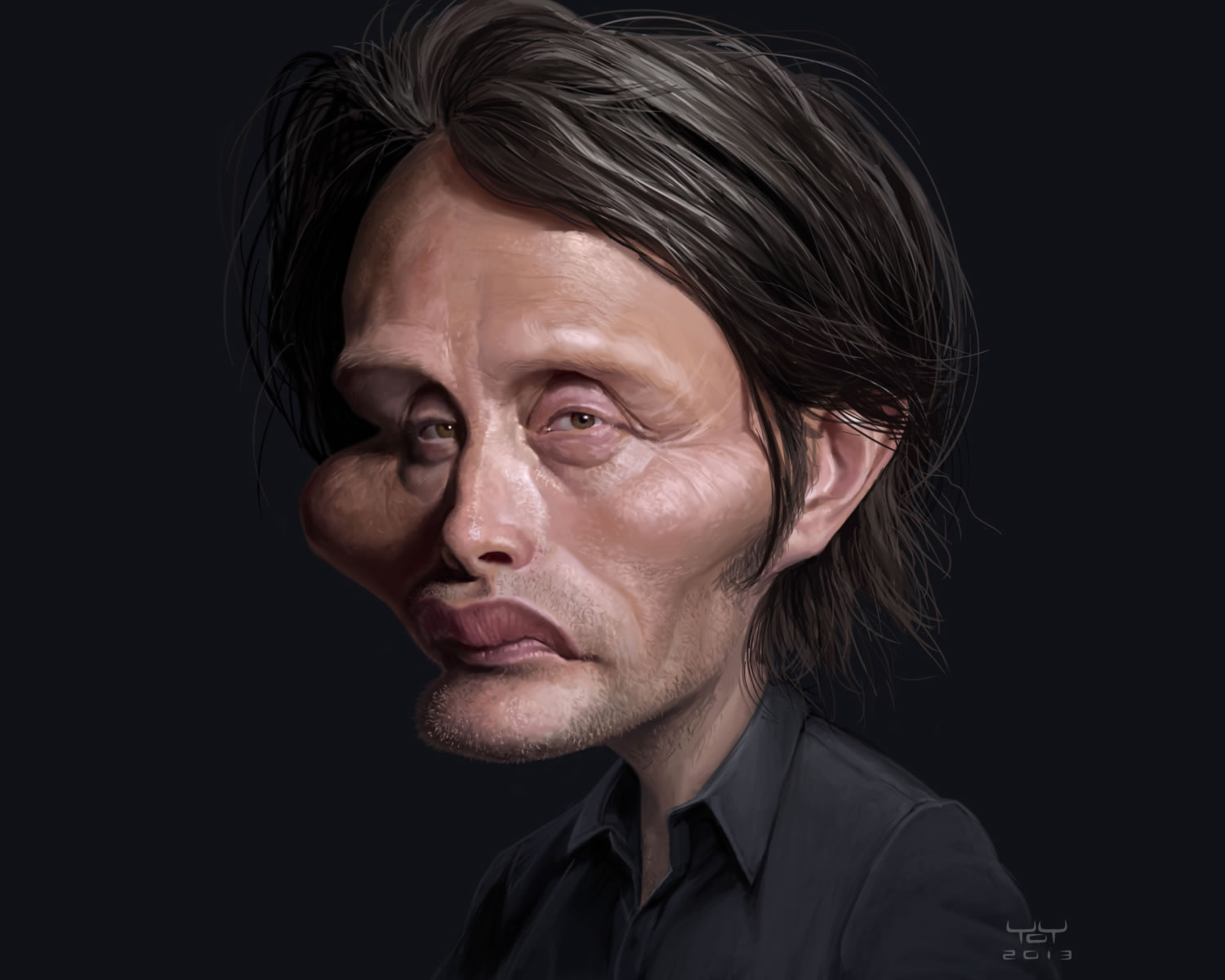 mads mikkelsen by yoann lori, caricature