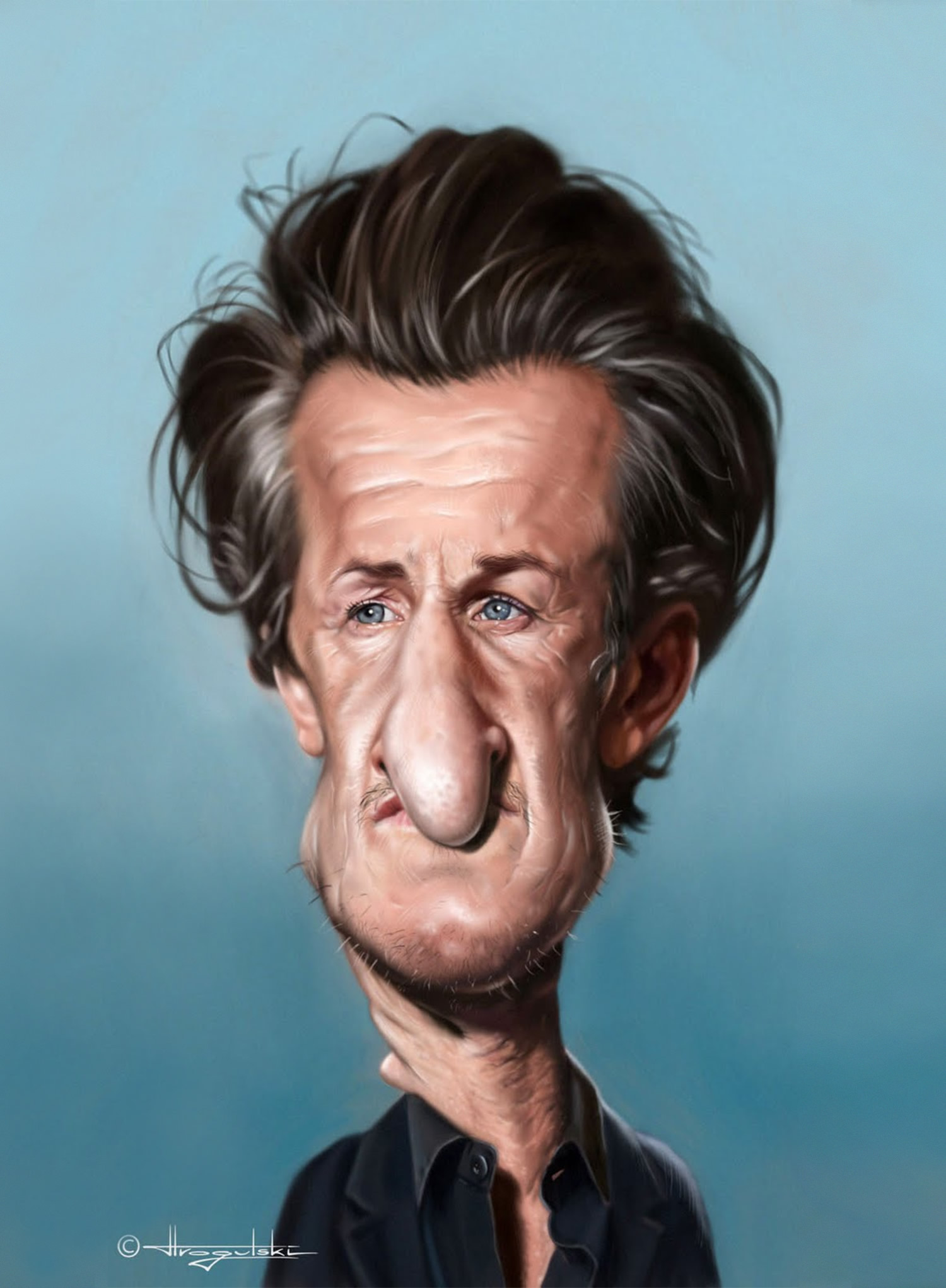 sean penn caricature by Patrick Strogulski