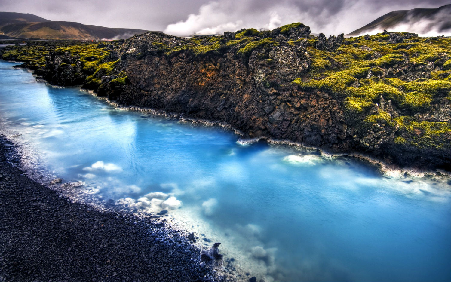icelandic landscape blue river