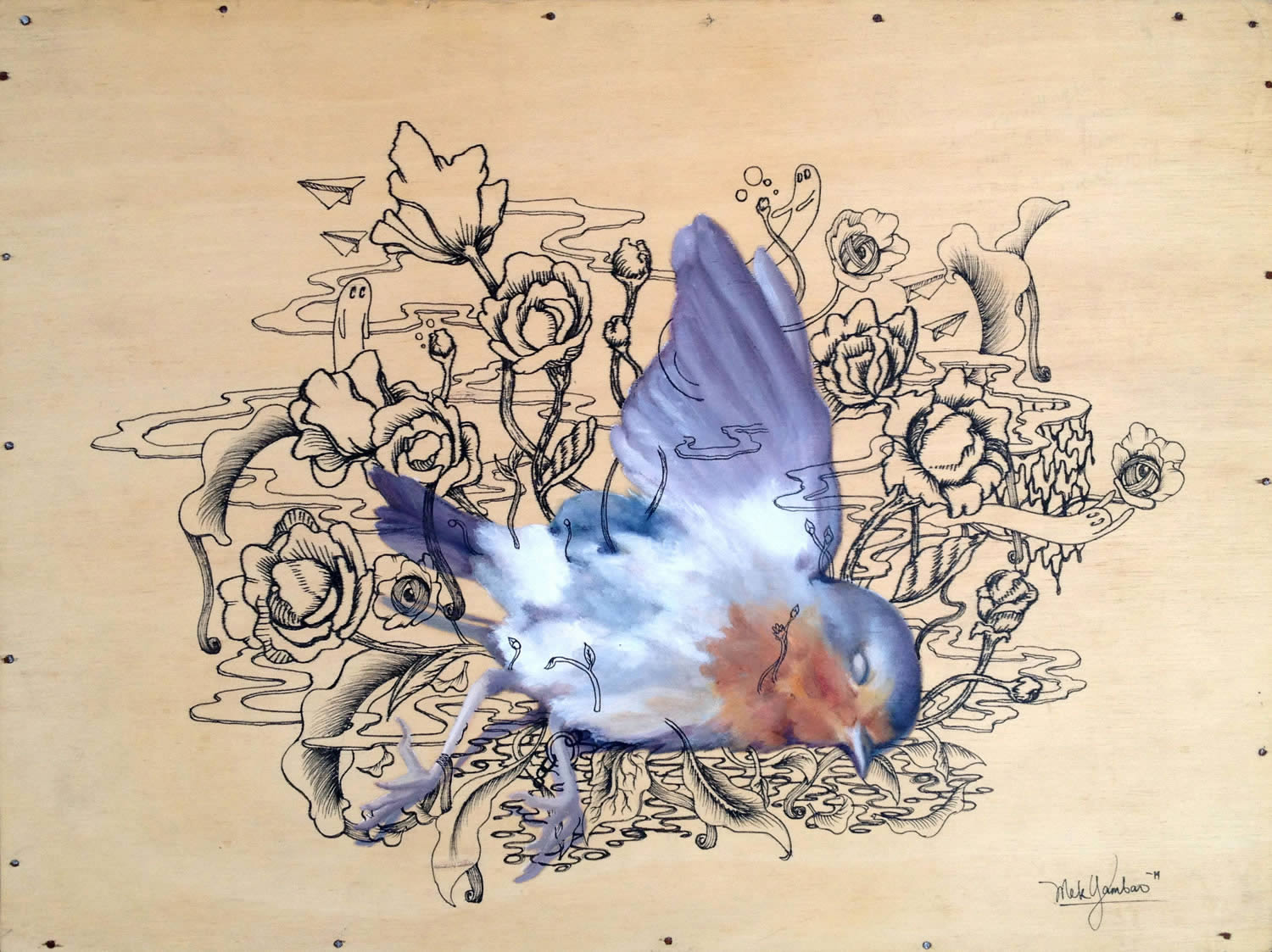 bird painting and doodles by mek yambao