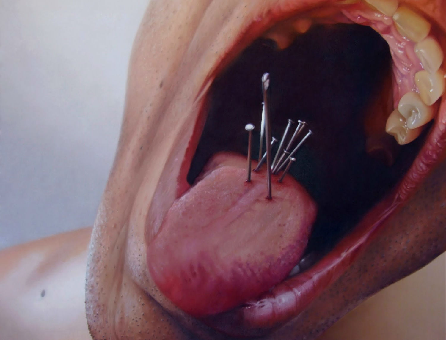 Fábio Magalhães hyperrealist body horror painting 