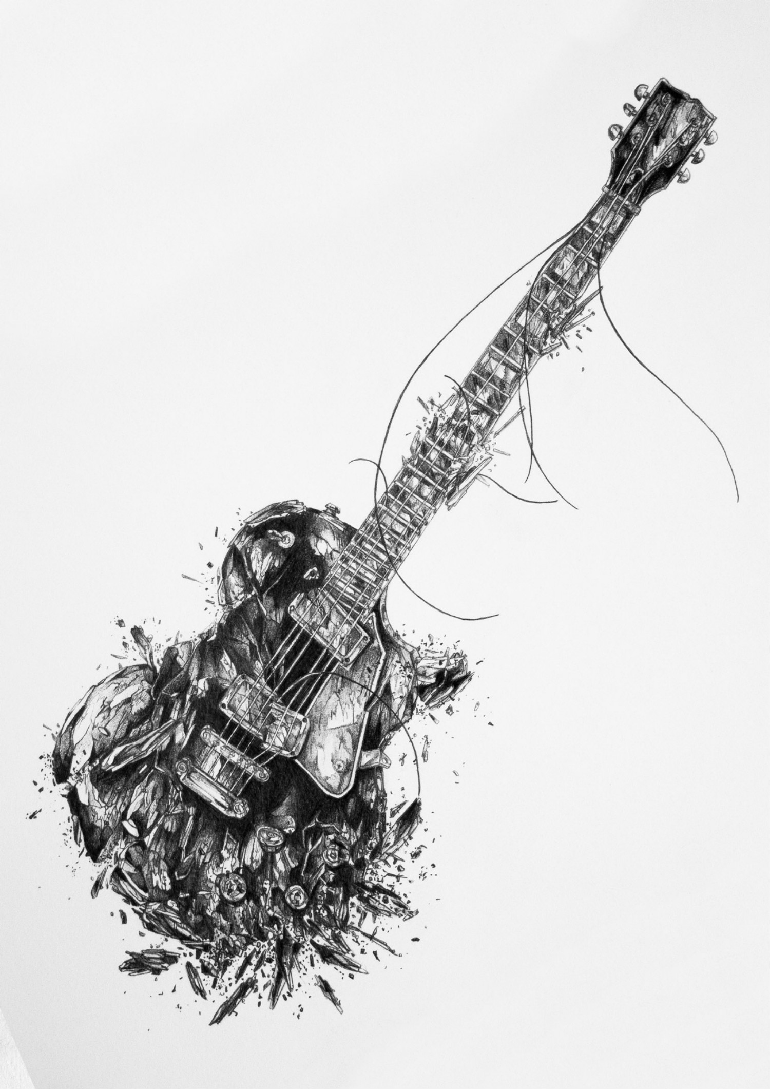 Ivan Kamargio illustration black white guitar 