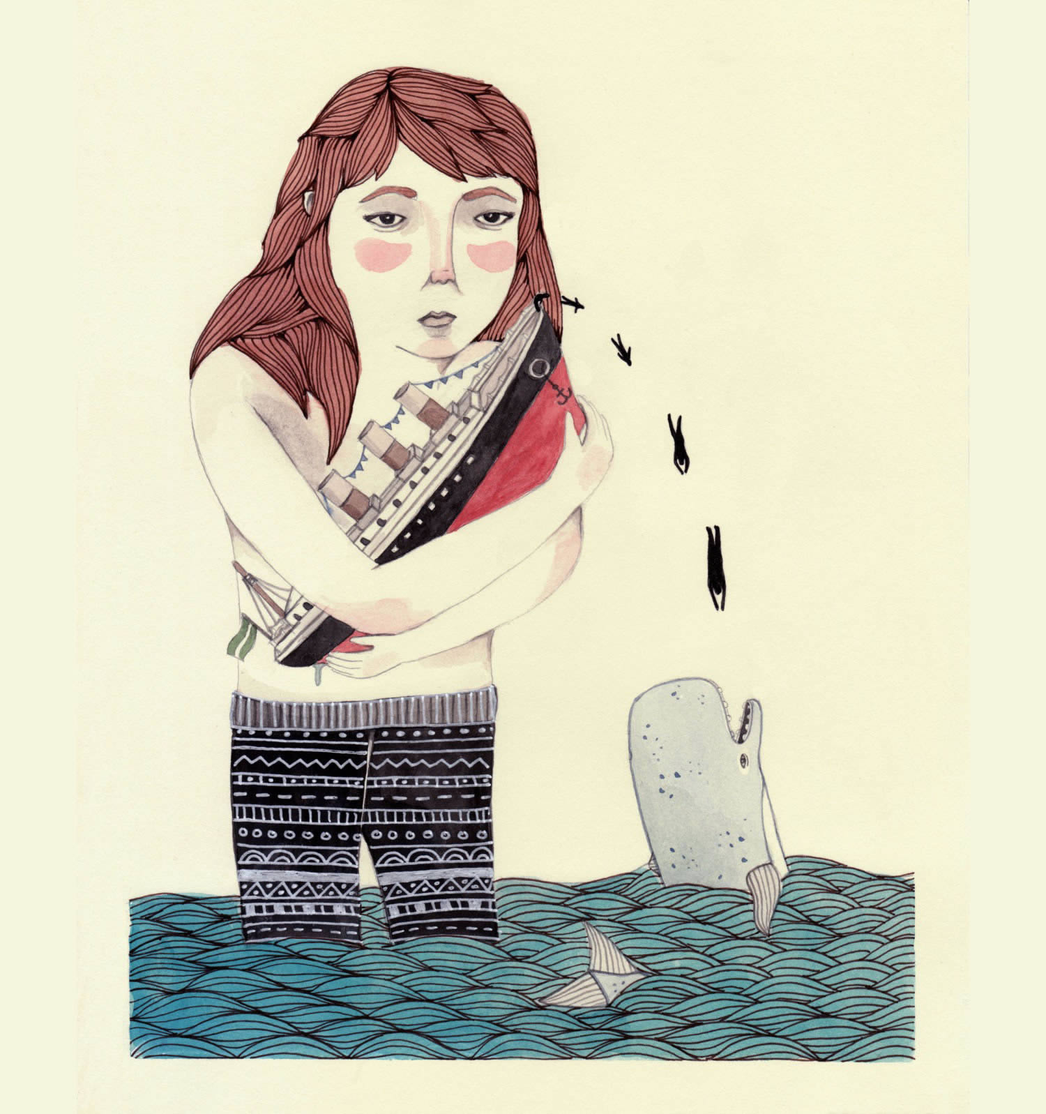 girl feeding men to whale by brooke weeber
