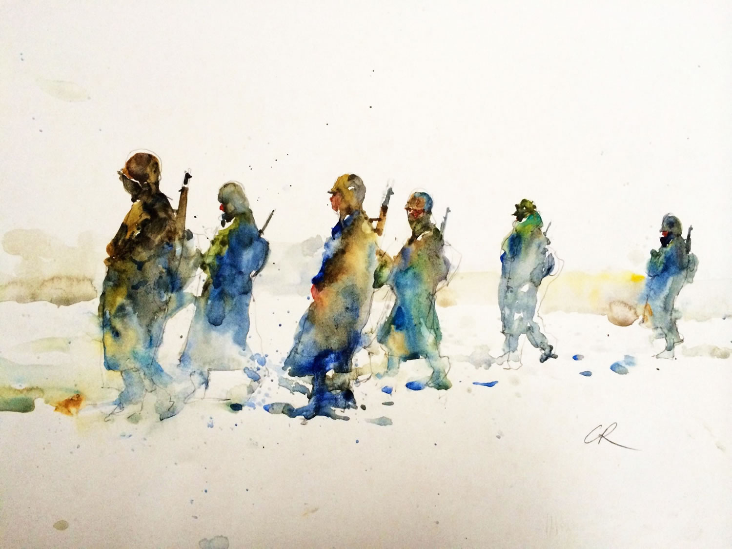 army soldiers, watercolor painting by charles reid