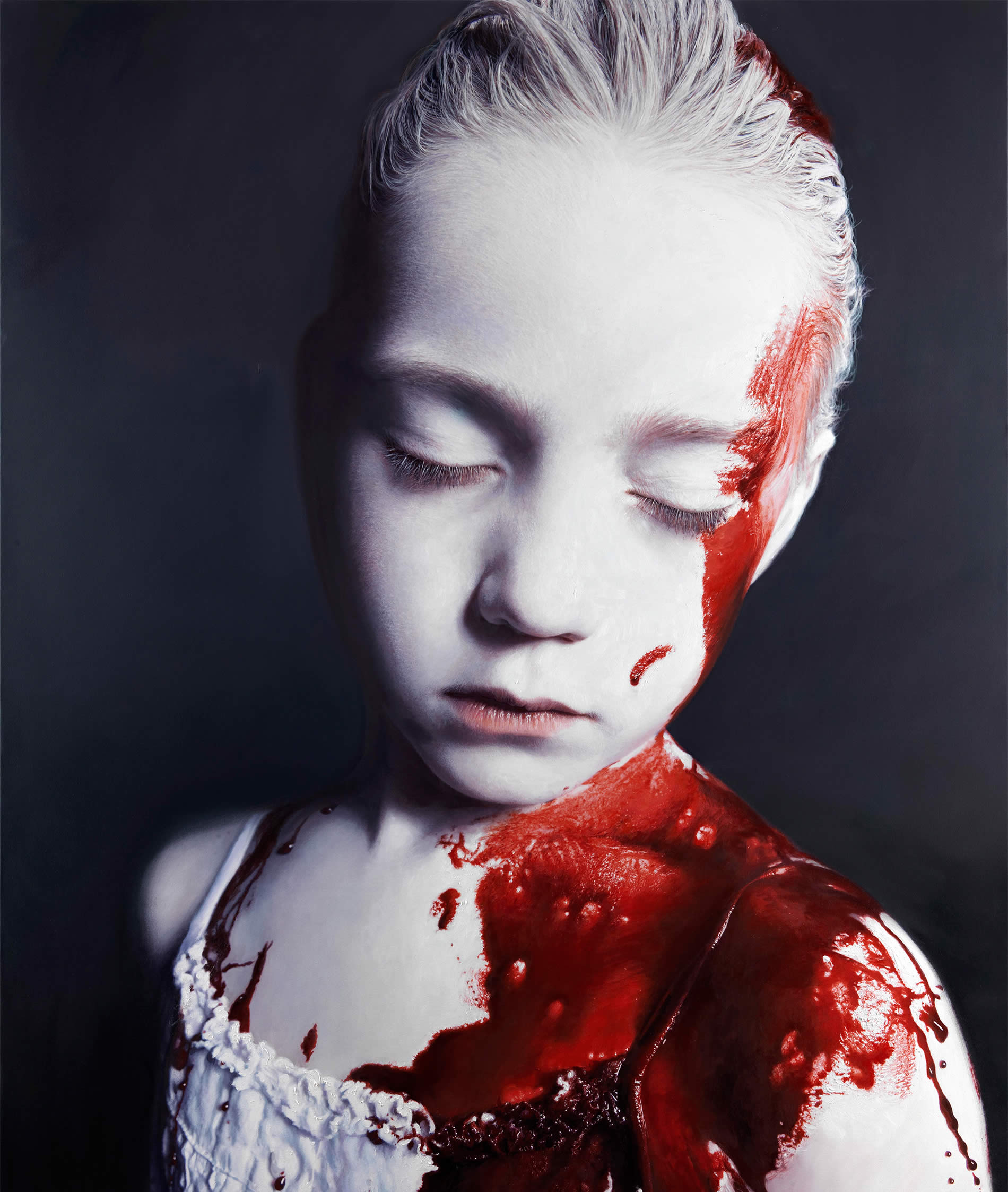 The Disasters of War 28 by gottfried helnwein, girl with blood