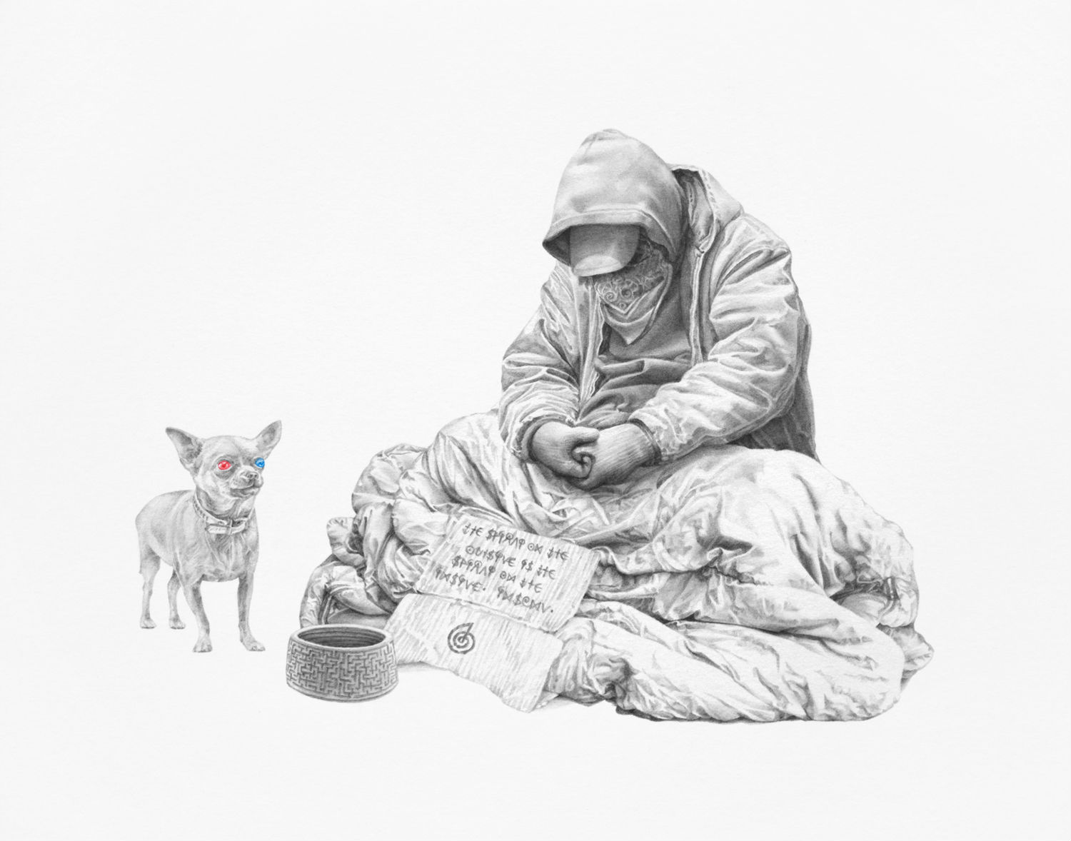 james roper illustration colour black white homeless man
