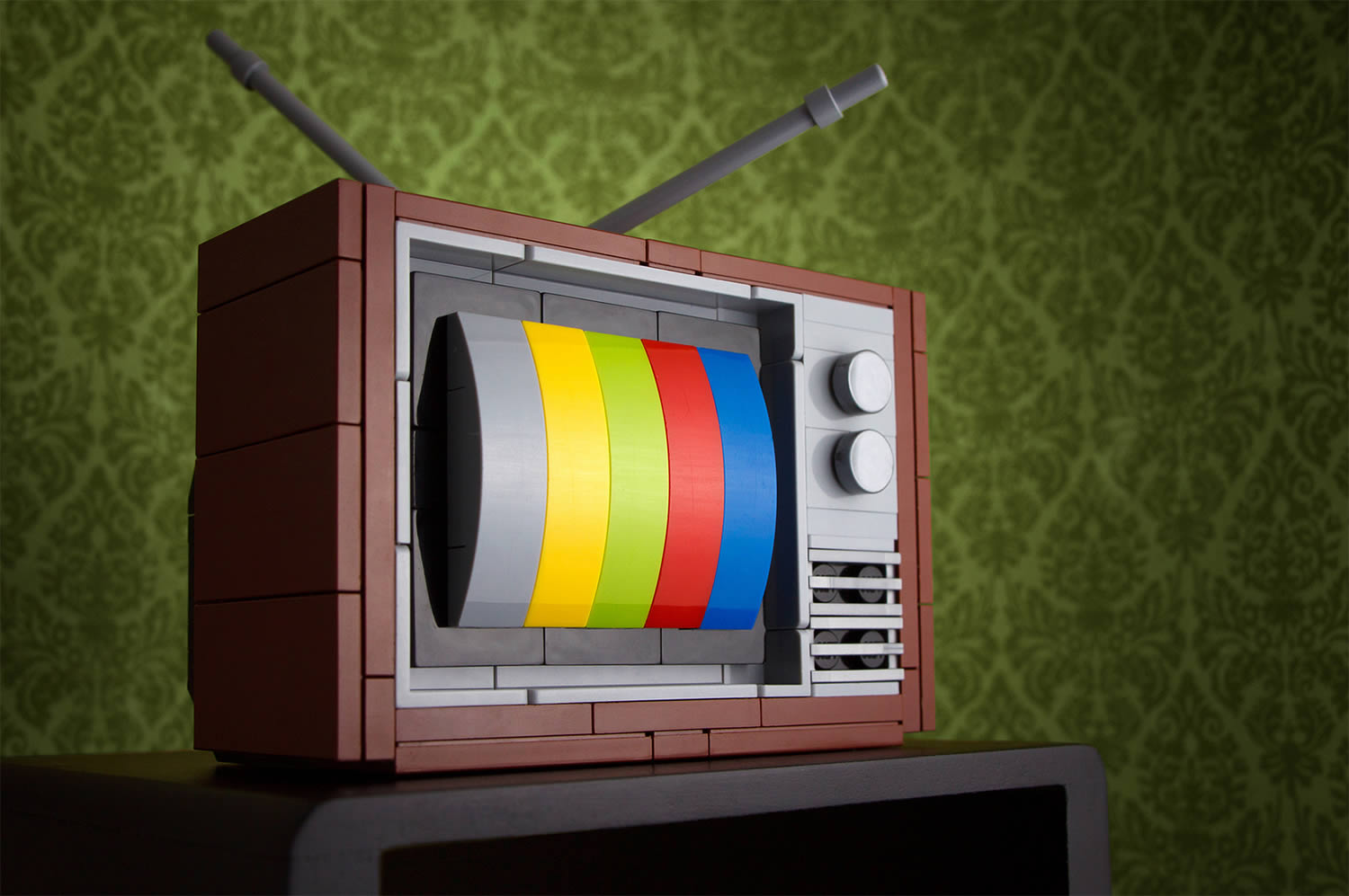 57 channels and nothing on,lego art, a television by Chris McVeigh