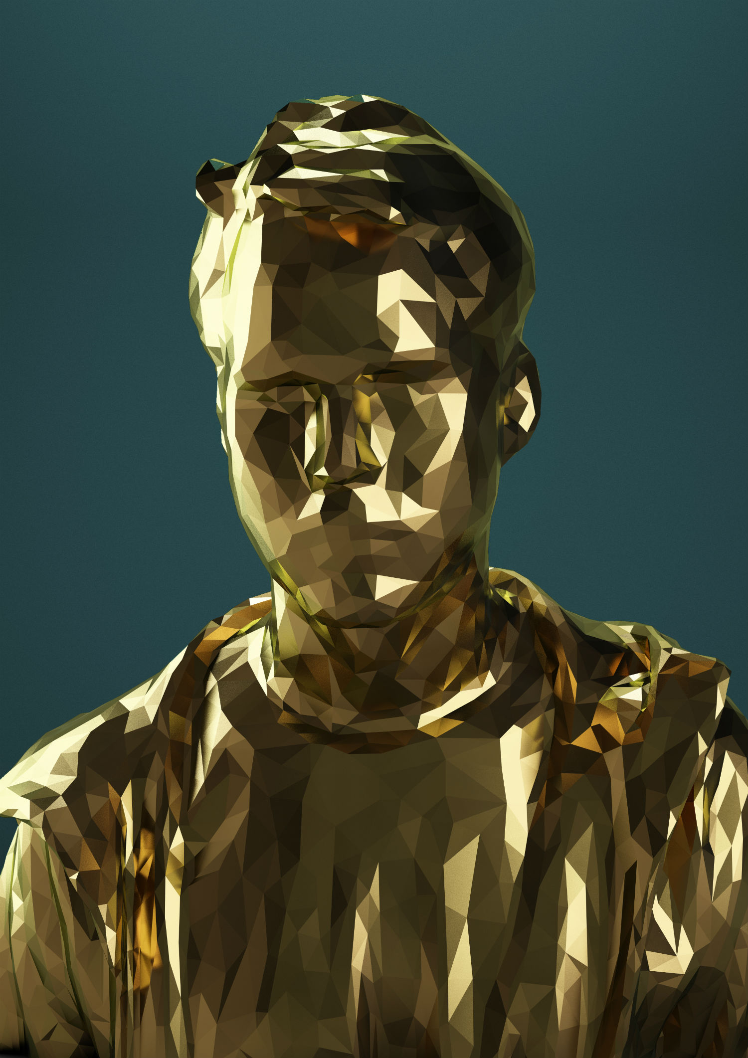 mike pelletier digital sculpture gold portrait