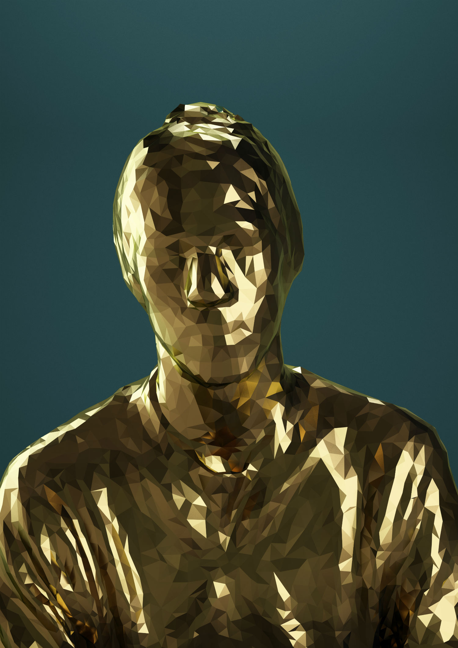 mike pelletier digital sculpture gold portrait