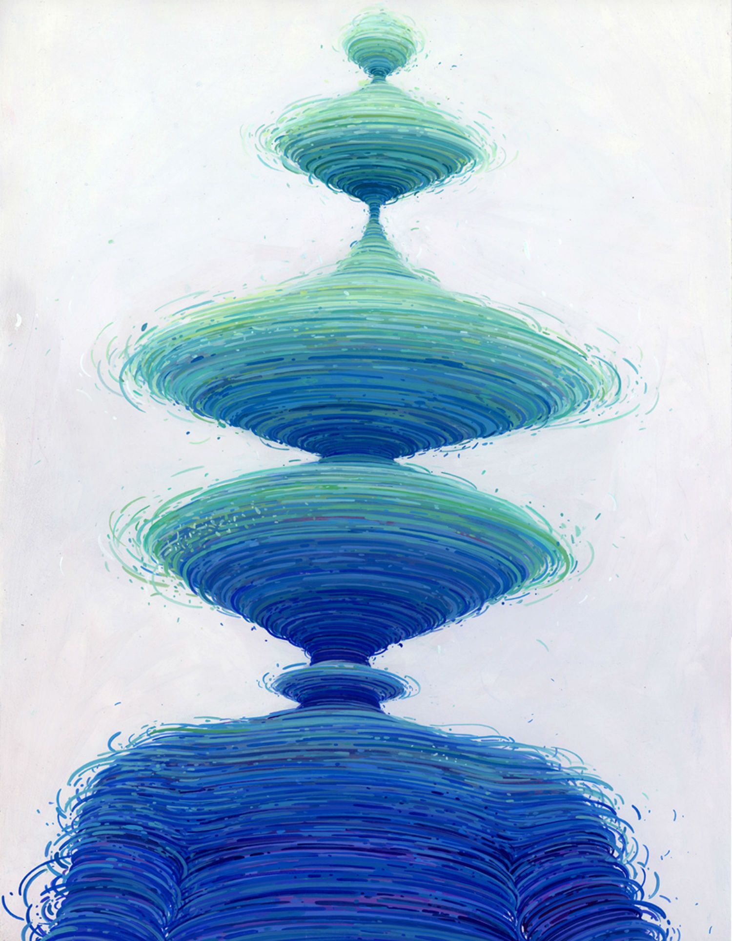 brendan monroe illustration blob colour surreal whirl blue fountain