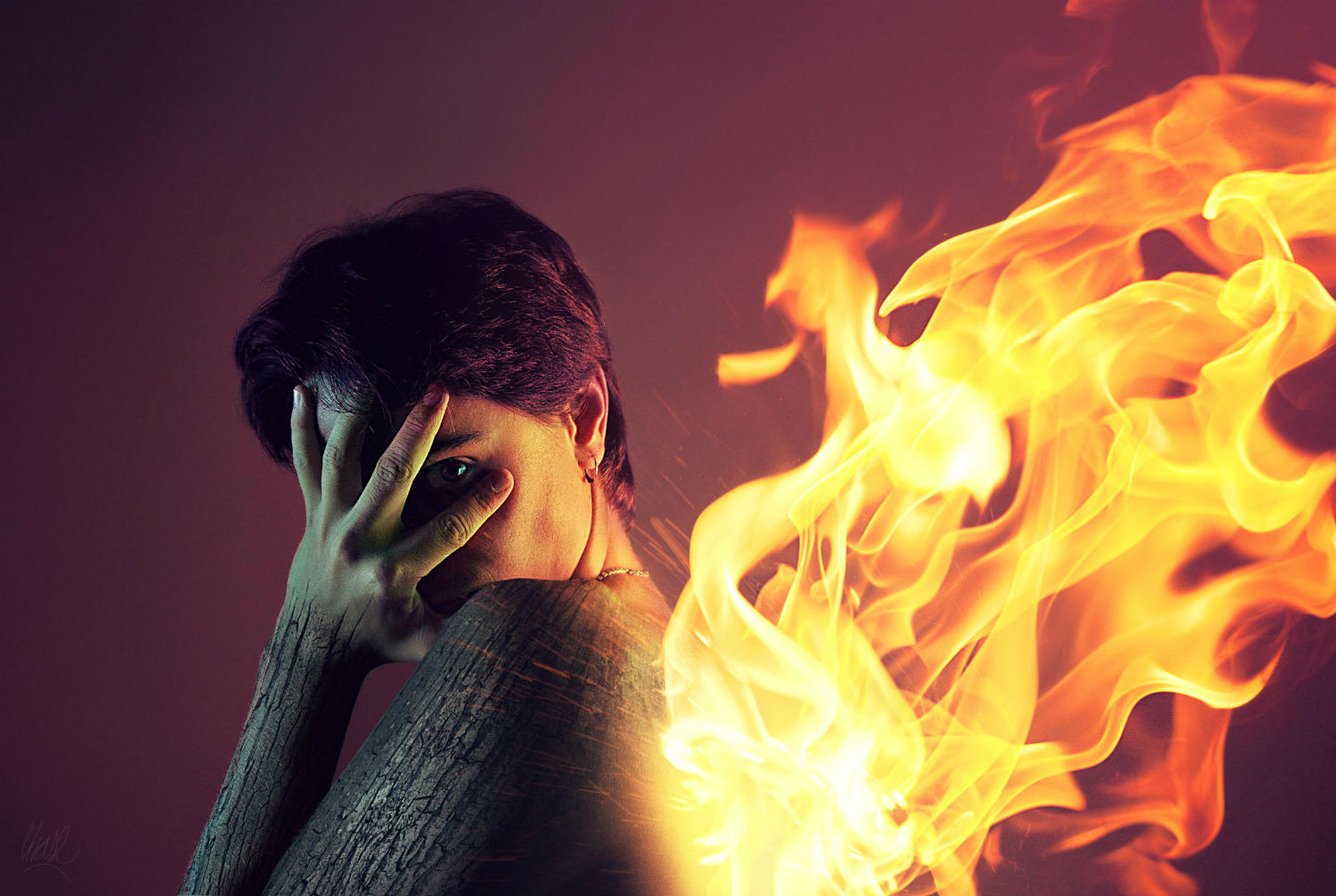 Rubén Chase surreal photography fire portrait