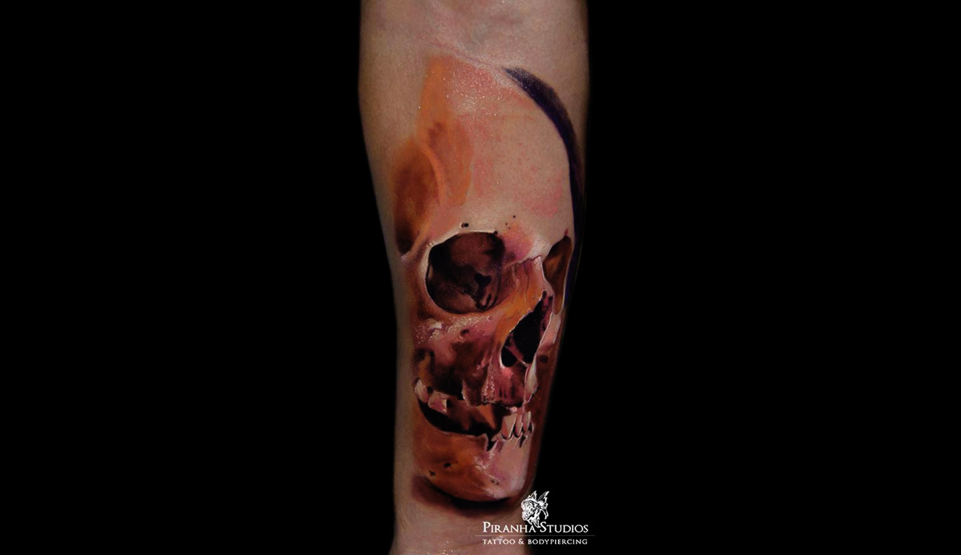 realistic skull by robert zyla, Piranha Tattoo Studios