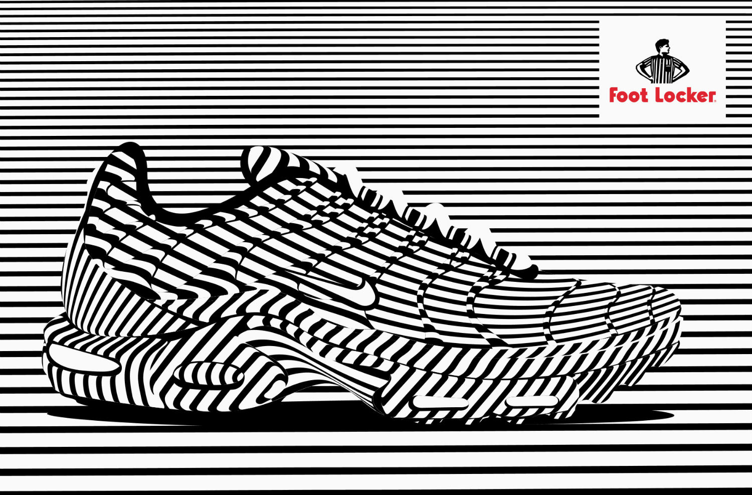 alex trochut black white illusion illustration foot locker graphic design