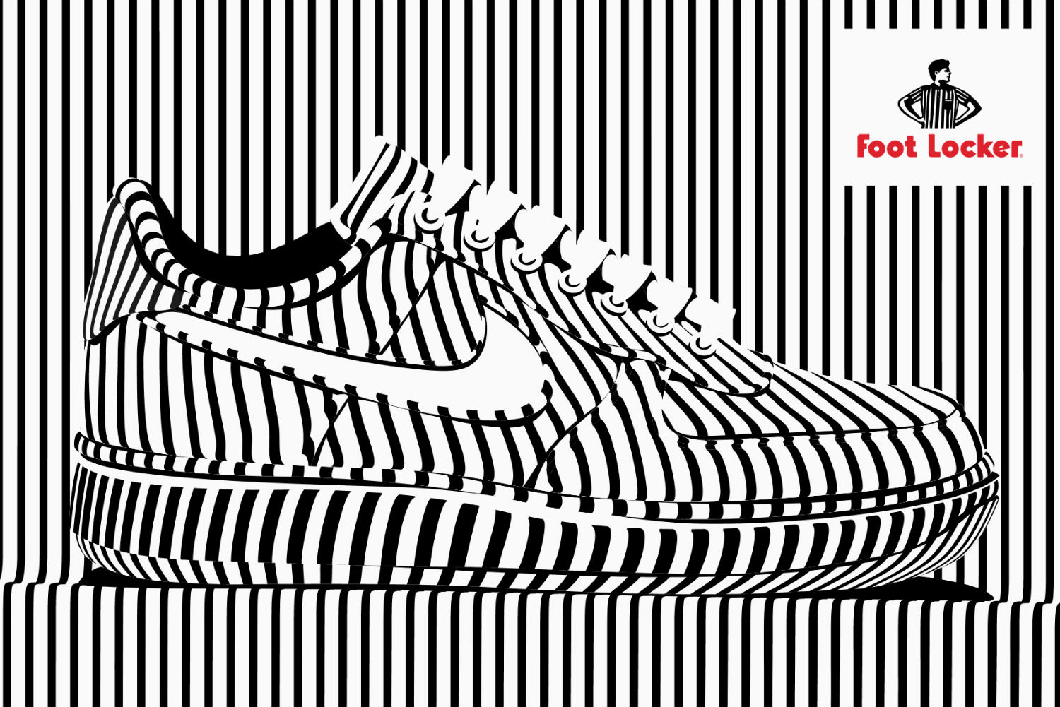 alex trochut black white illusion illustration foot locker 