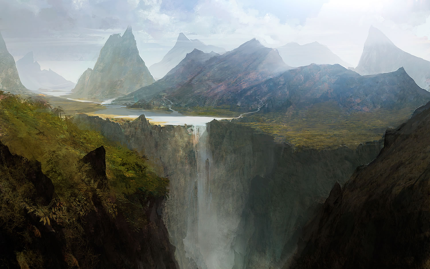 waterfall. landscape digital art by Andree Wallin