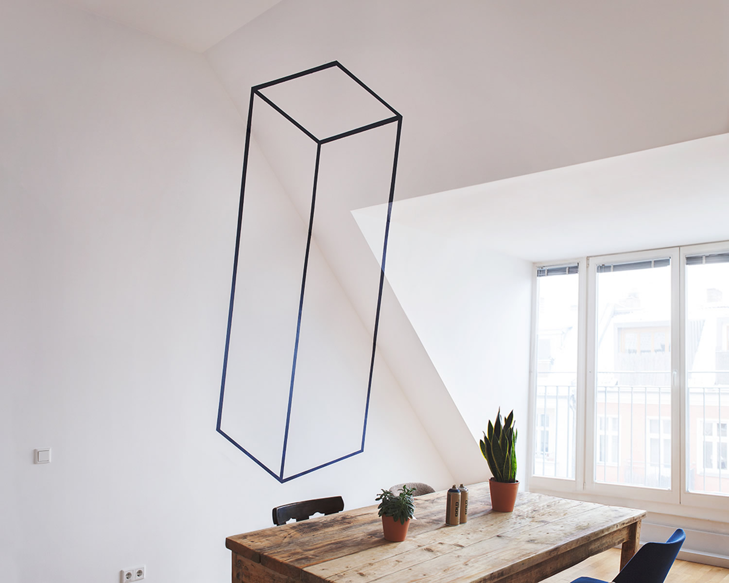 rectangle-cube in office space, Anamorphic art by fanette g.