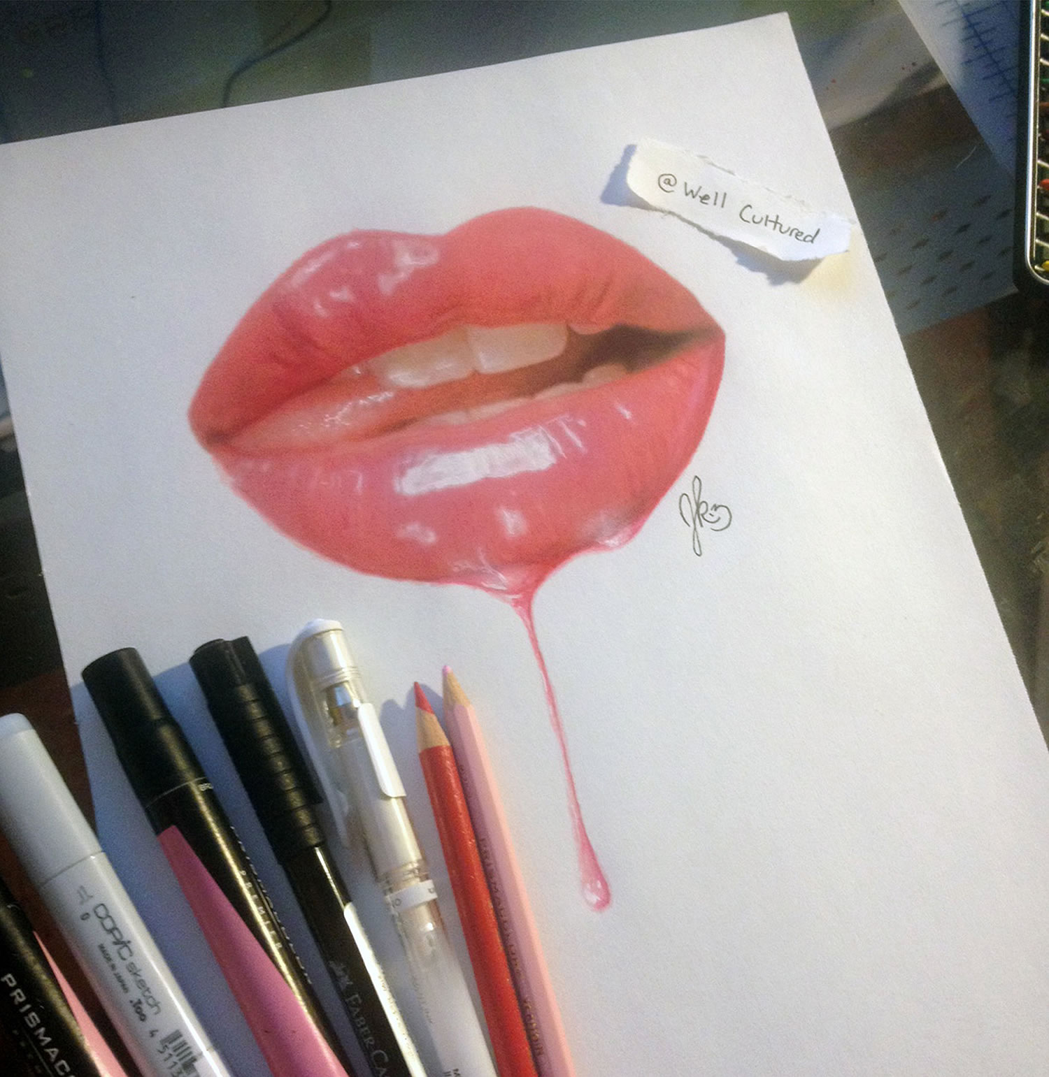 sexy wet lips, 3d drawing by joshua krecioch